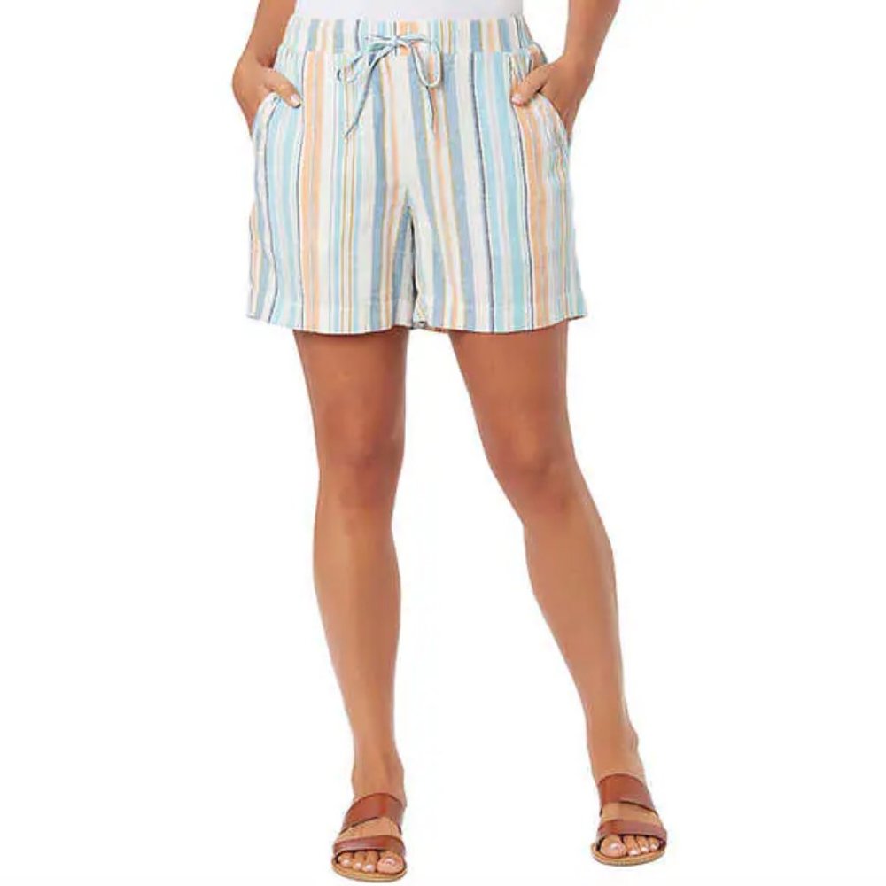 NWT Briggs New York Womens Linen Blend Pull-on Summer Shorts Size M $50 3HL114